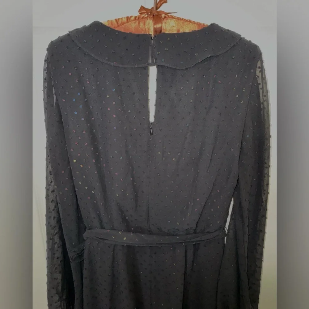 Julia Jordan Black Swiss Dot Faux Wrap Dress – Size 10 – NWOT